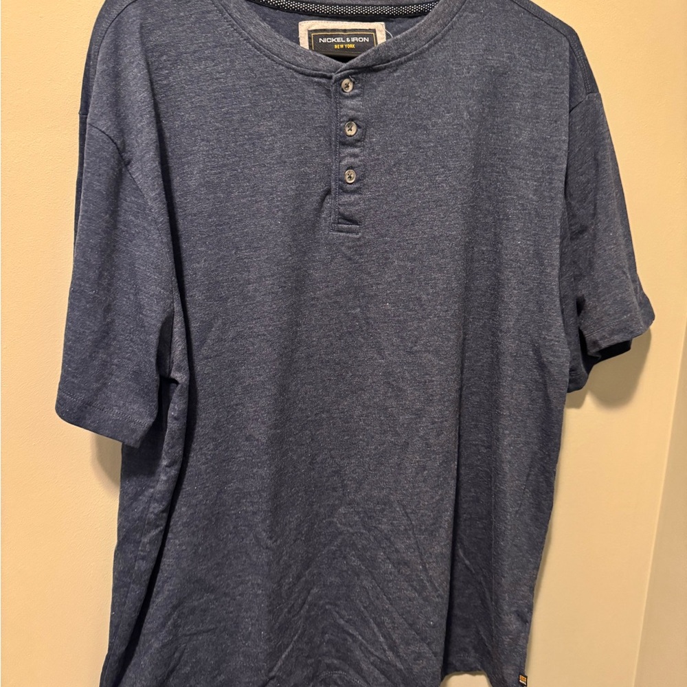 Blue Short Sleeve Tees Casual Cotton